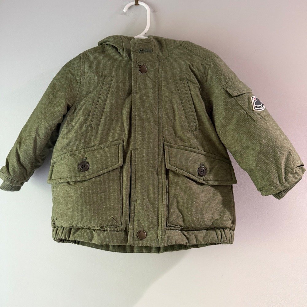 Baby Gap Hooded Utility Jacket Baby 18-24 Months Olive Green Parka Coat